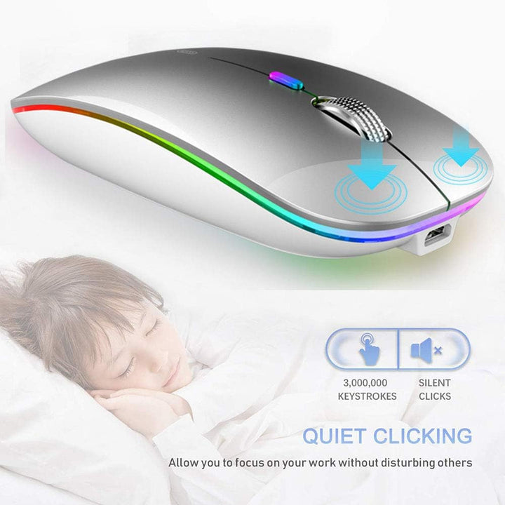 Uiosmuph Bluetooth Maus Kabellose, LED Funkmaus wiederaufladbar Leise Wireless Mouse 2.4GHz Kabellos