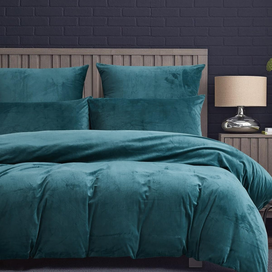 DXHOME Plüsch Bettwäsche 200 x 220 Winter Blau Hellblau Flauschig Bettbezug Flanell Set Winterbettwä