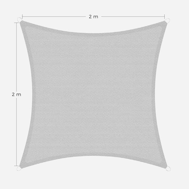 SONGMICS Sonnensegel 2 x 2 m, Sonnenschutz aus HDPE-Gewebe, luftdurchlässig, wasserdurchlässig, für