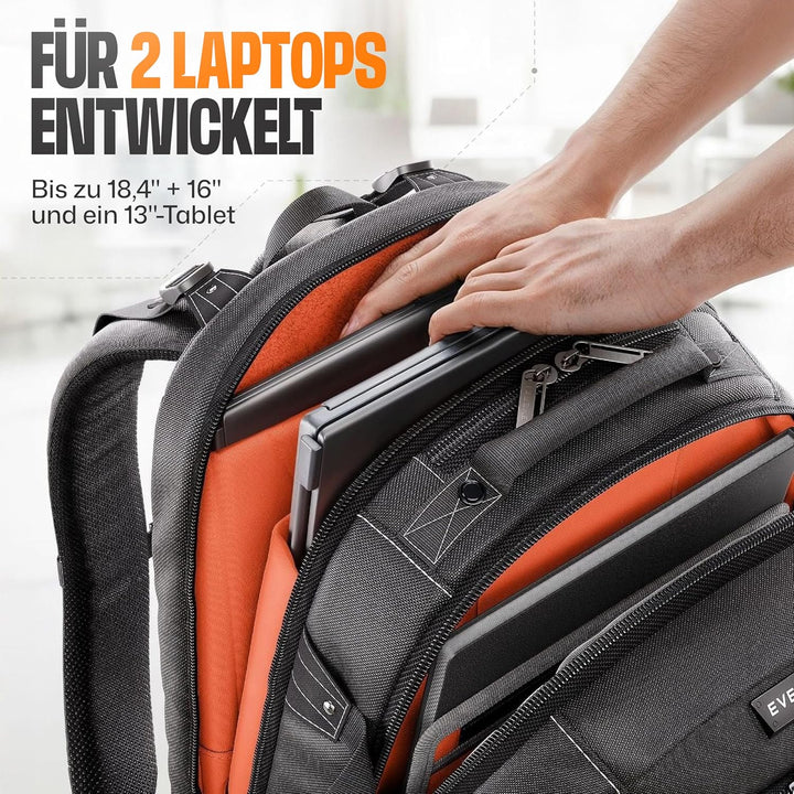 Everki Business 120 2 Laptop-Rucksack mit Regenschutz, 40L Fassungsvermögen, grosses Fach für Laptop