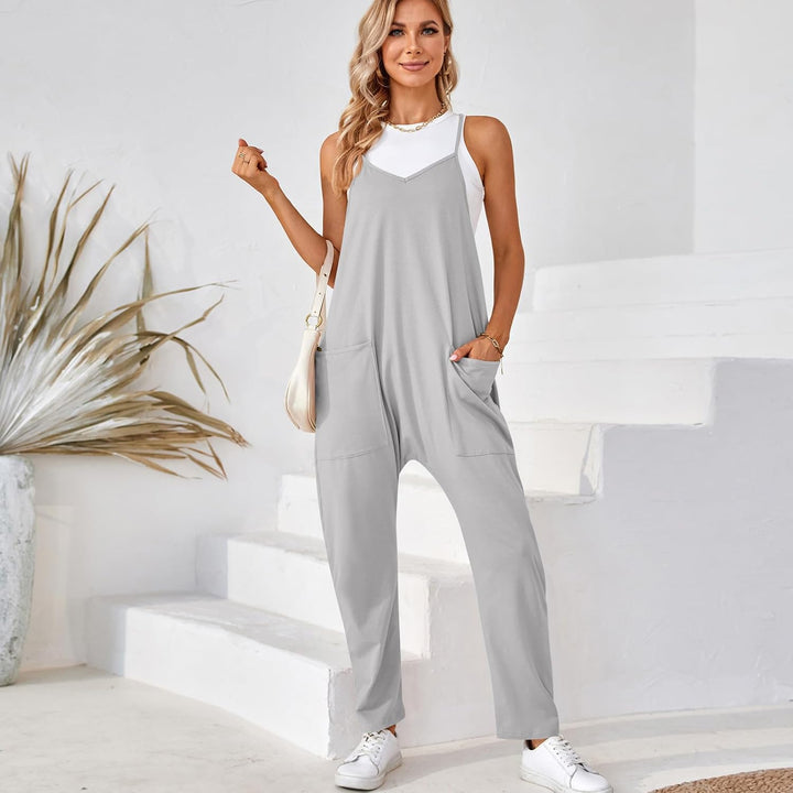 VUTRU Stylischer Damen Sommer Overall – Ärmelloser Jumpsuit mit lockerer Passform,V-Ausschnitt,trend