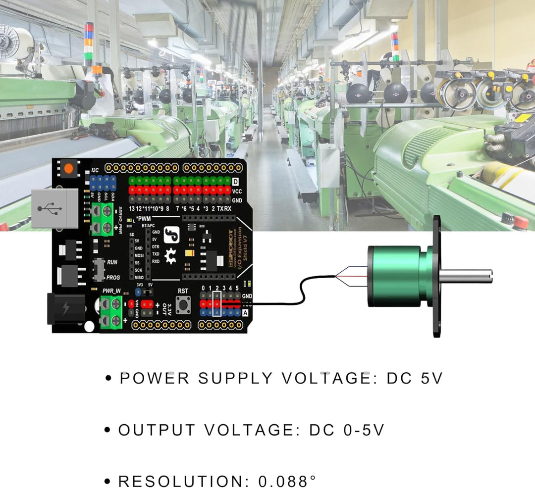 DEWIN Hall-Sensor, Auflösung des Hall-Winkelsensors 0,088 ° 0-360 Grad Drehbarer Hall-Winkelsensor 0
