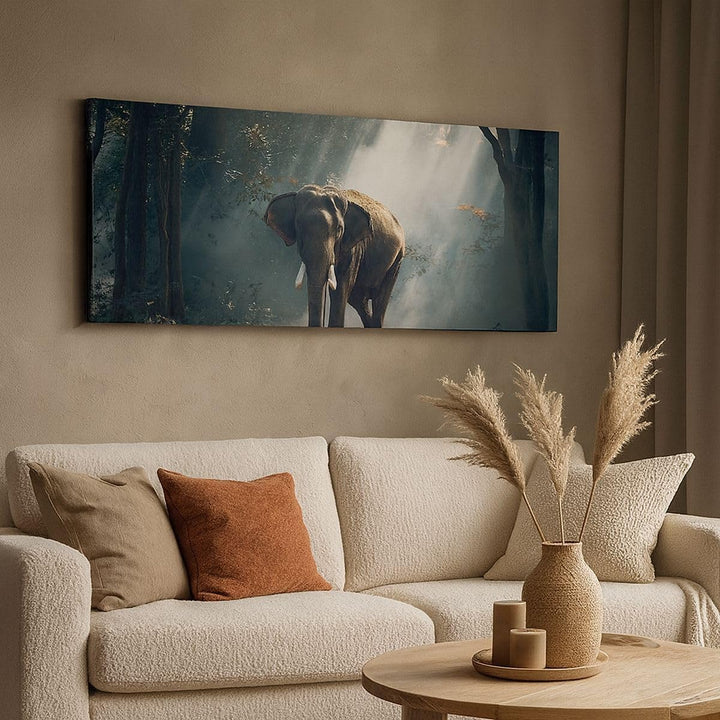 Wandbilder Dekoration Wohnzimmer elefant natur Panorama Bilder auf Leinwand 120x50cm Leinwandbild mi