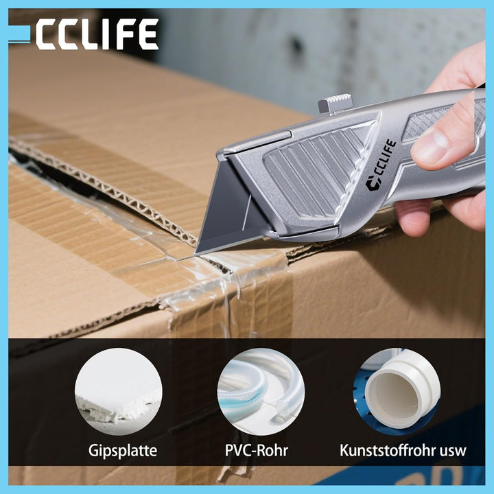 CCLIFE Cuttermesser Massband Set 7-teilig Aluminium Werkzeugset | 3 Aluminium-Cuttermesser Set für H