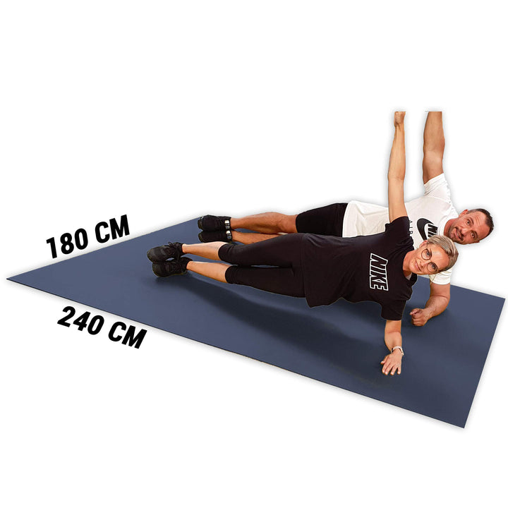 GYMEX Workout Fitness-Matte XXL, extra gross, rollbar, für Yoga, Sport & Fitness 240x180cm Grau, Gra