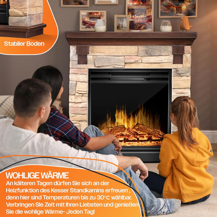 KESSER® Elektrokamin Standkamin - Kamin elektrisch mit LED 3D-Flammeneffekt, Mit Heizung Heizfunktio