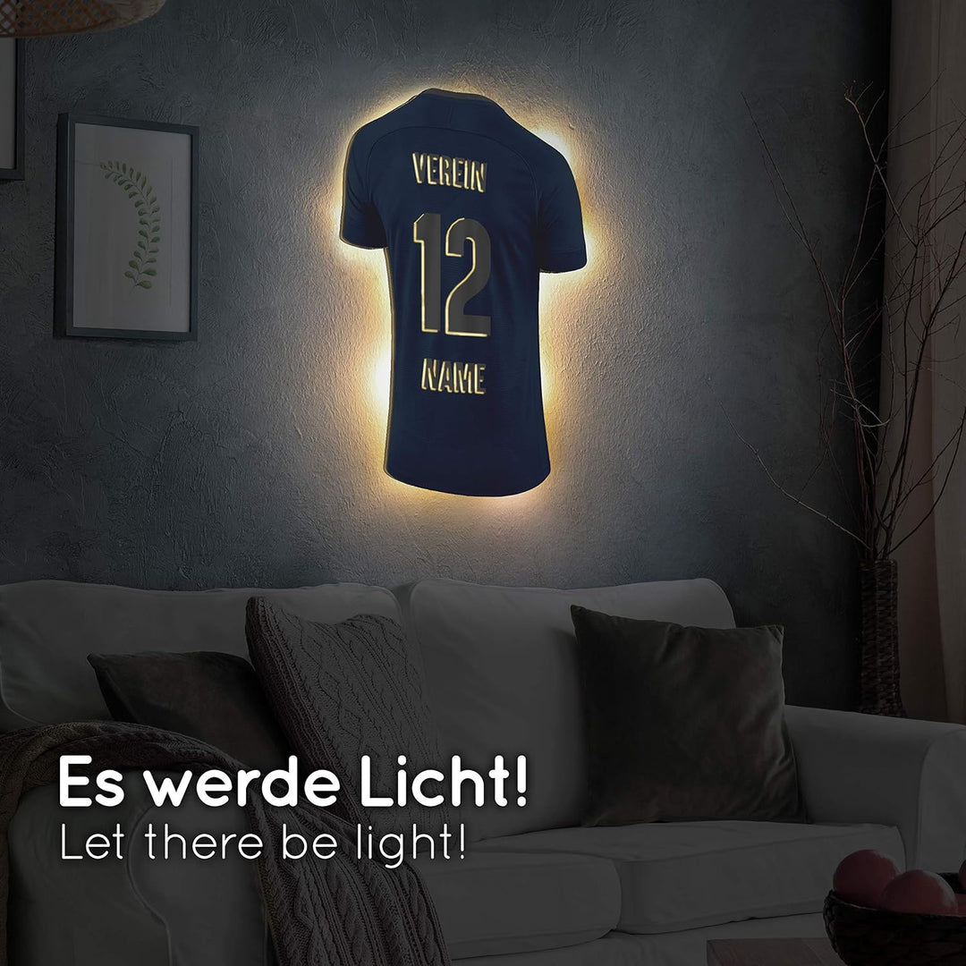 Elbeffekt Trikotlampe für Karlsruhe Fans aus Holz - personalisierbares Geschenk - schenke Dein indiv