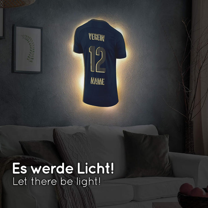 Elbeffekt Trikotlampe für Karlsruhe Fans aus Holz - personalisierbares Geschenk - schenke Dein indiv