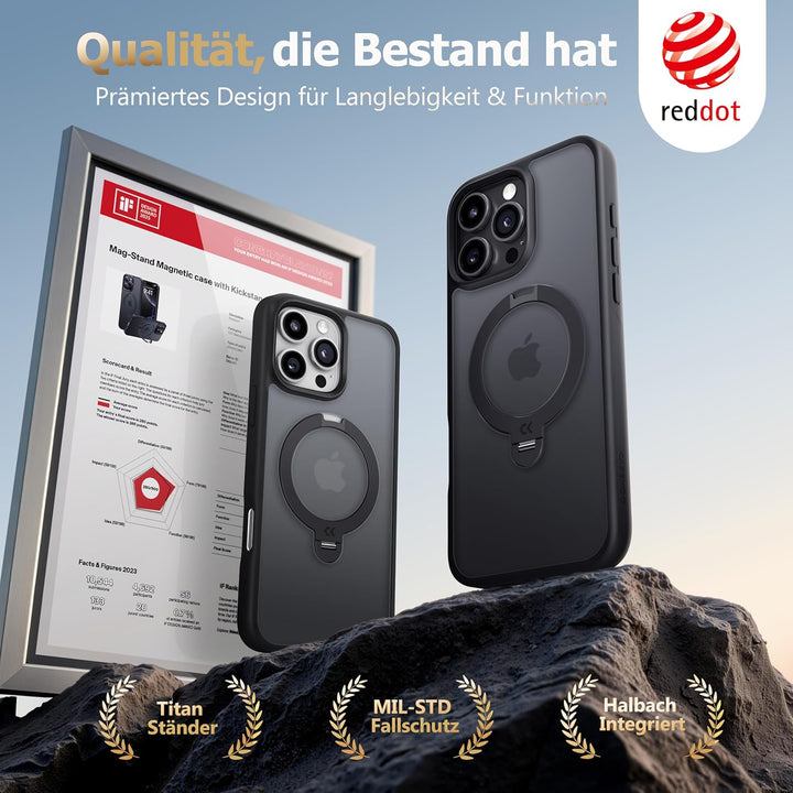 CASEKOO 360° MagicStand (Pro-Version) für iPhone 14 Pro Hülle für MagSafe [Unsichtbarer Ständer] [Mi