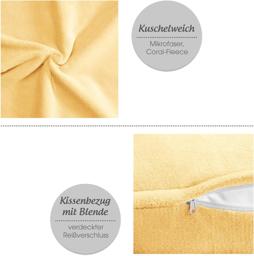 CelinaTex Xanio Dekokissen mit Innenkissen 48 x 74 cm beige Coral-Fleece Sofakissen Mikrofaser Kusch