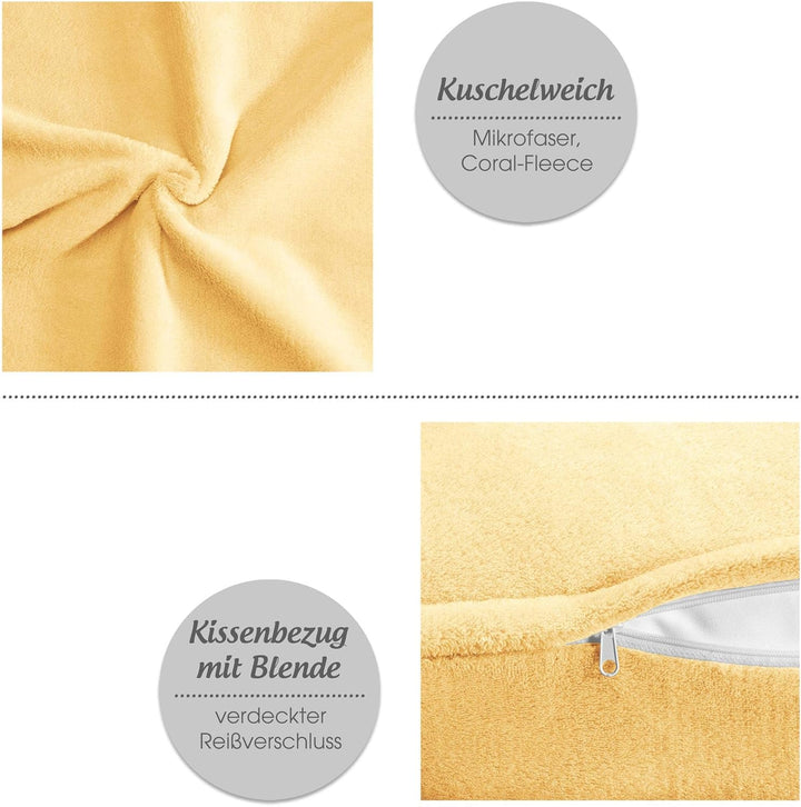 CelinaTex Xanio Dekokissen mit Innenkissen 48 x 74 cm beige Coral-Fleece Sofakissen Mikrofaser Kusch