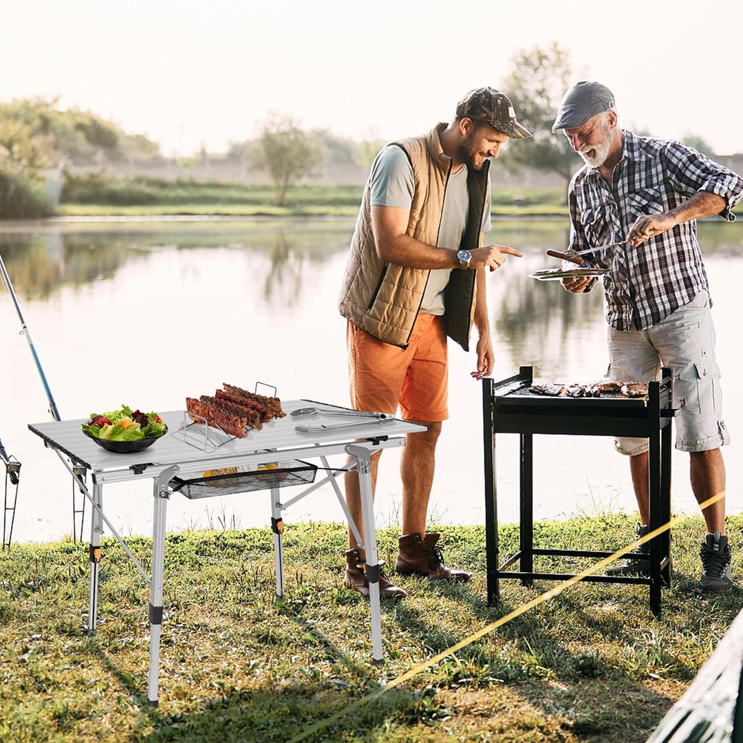 Klappbarer Campingtisch Aluminium 90x51,5cm, Höhenverstellbar Klapptisch mit Tragetasche & Netzfach,