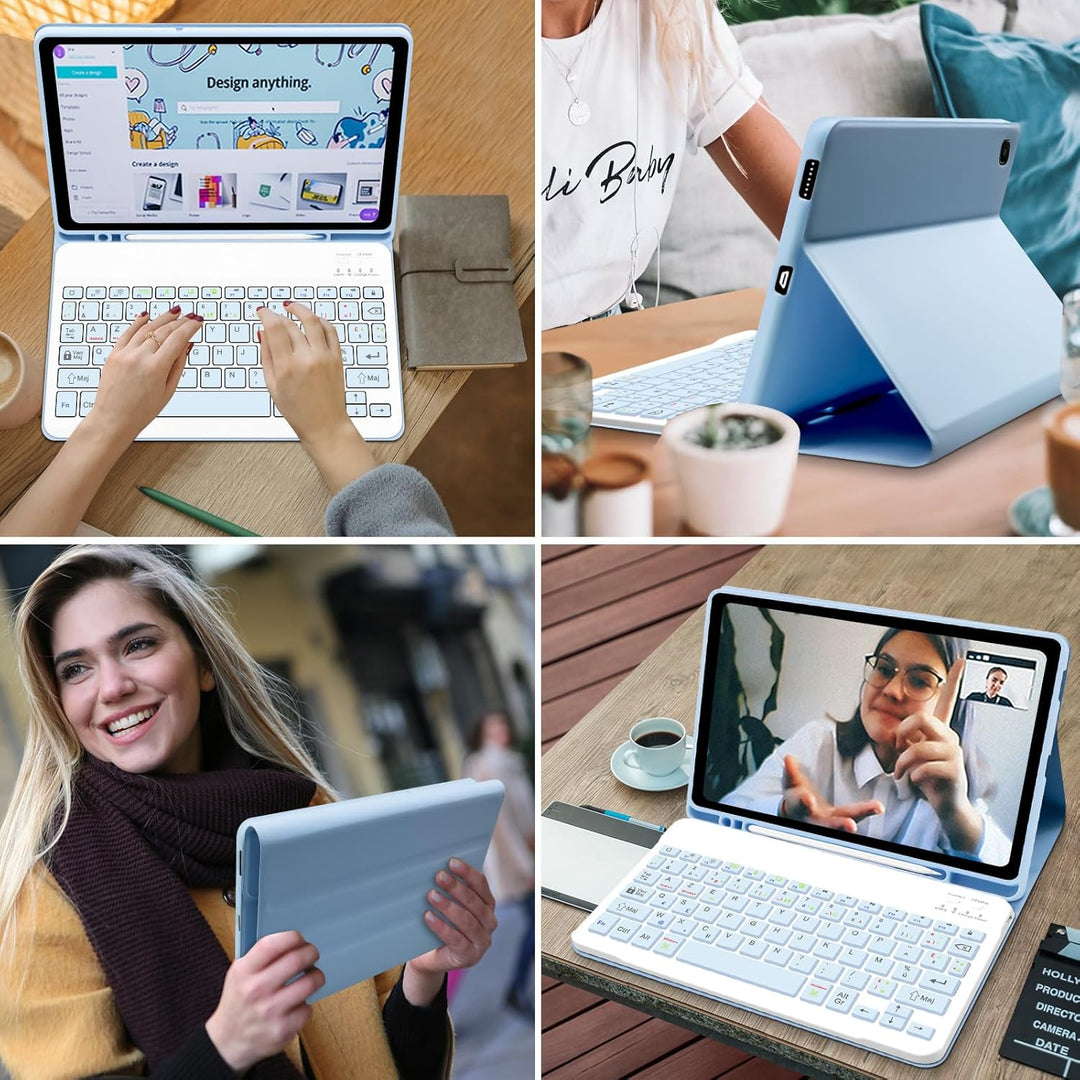 Tastaturhülle für Samsung Galaxy Tab S6 Lite 10,4 Zoll 2024/2022/2020, französisches AZERTY, magneti