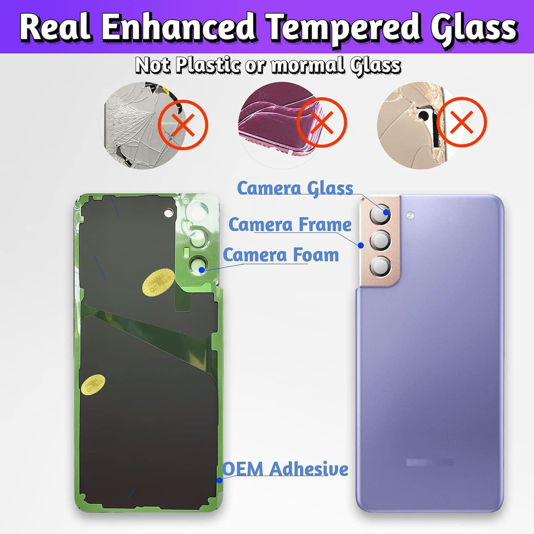 LUVSS Akkudeckel für Samsung Galaxy S21+ Plus Rückseite Glas Deckel Original Backcover Ersatz Repara