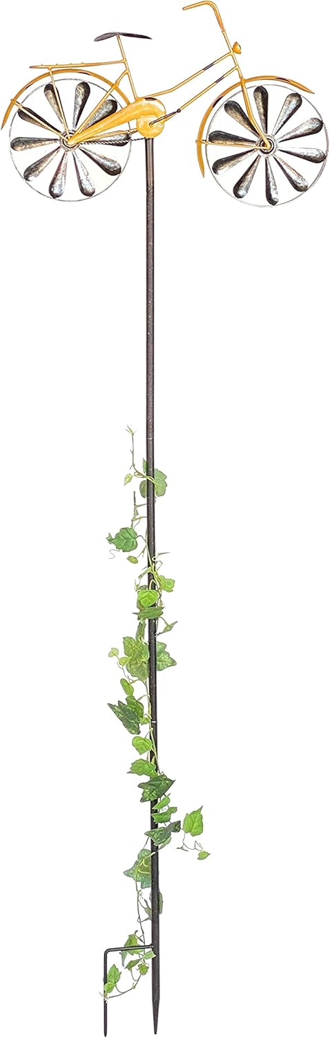 DanDiBo Gartenstecker Metall Fahrrad XL 160 cm Gelb 96101 Shabby Windspiel Windrad Wetterfest Garten