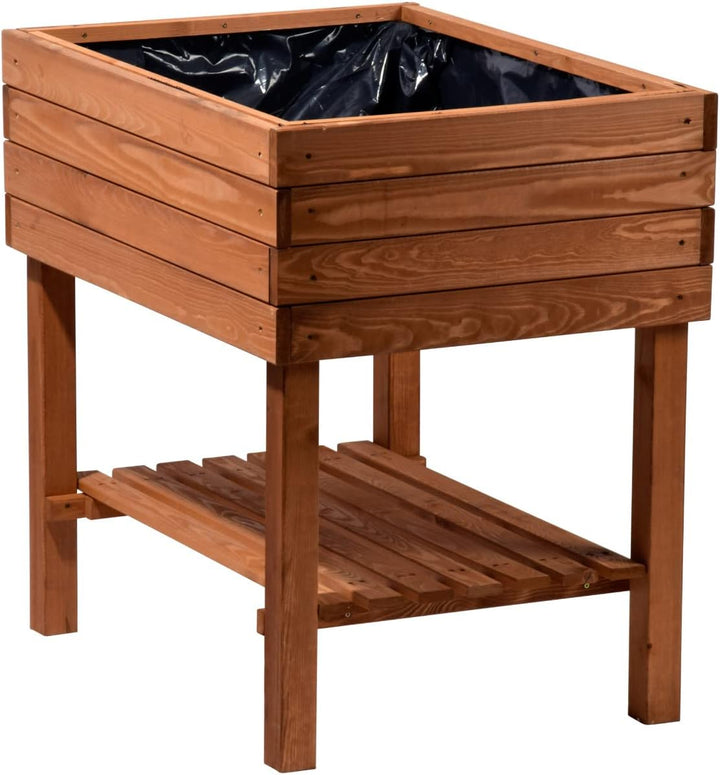dobar® 58270e breites Hochbeet Kubus Massiv-Holz mit Ablageboden | Salatbeet Bausatz für Gemüse | Er