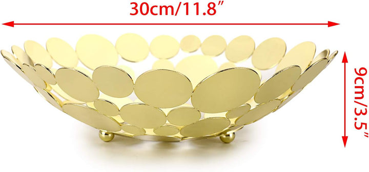 SumnaCon Tischschale aus Metall für Obst - Küche & Esstisch Display Basketball - Gold