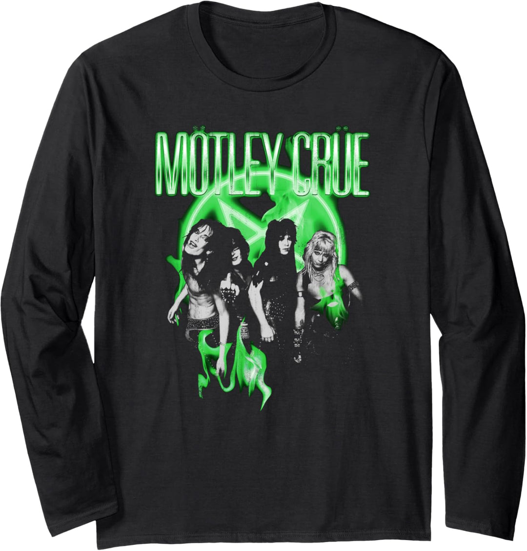 Mötley Crüe – Neon Green Flames Langarmshirt