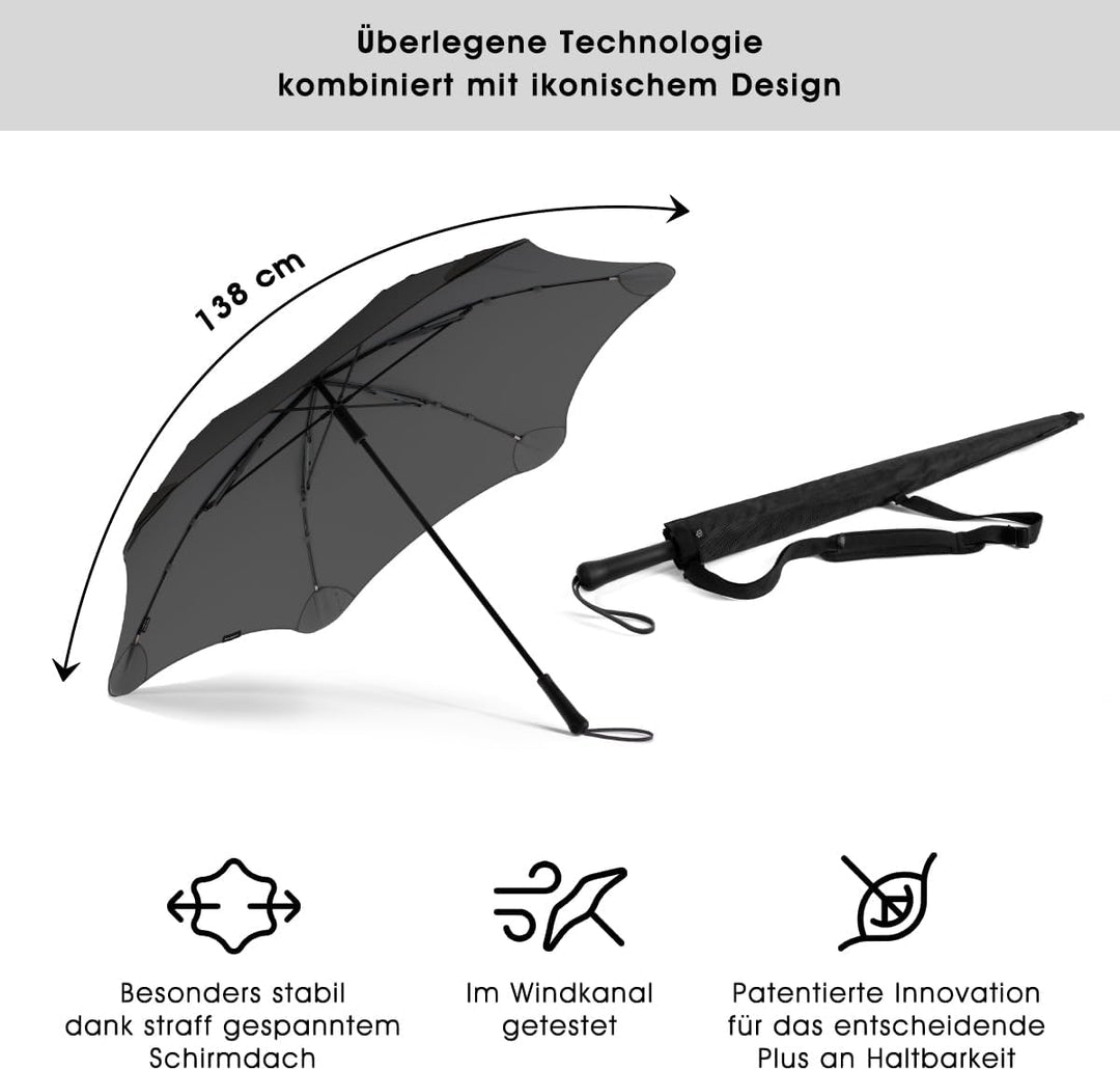 Blunt Executive Stockschirm Regenschirm grau | gross & sturmfest für 2 Personen – 138 cm Ø | Innovat