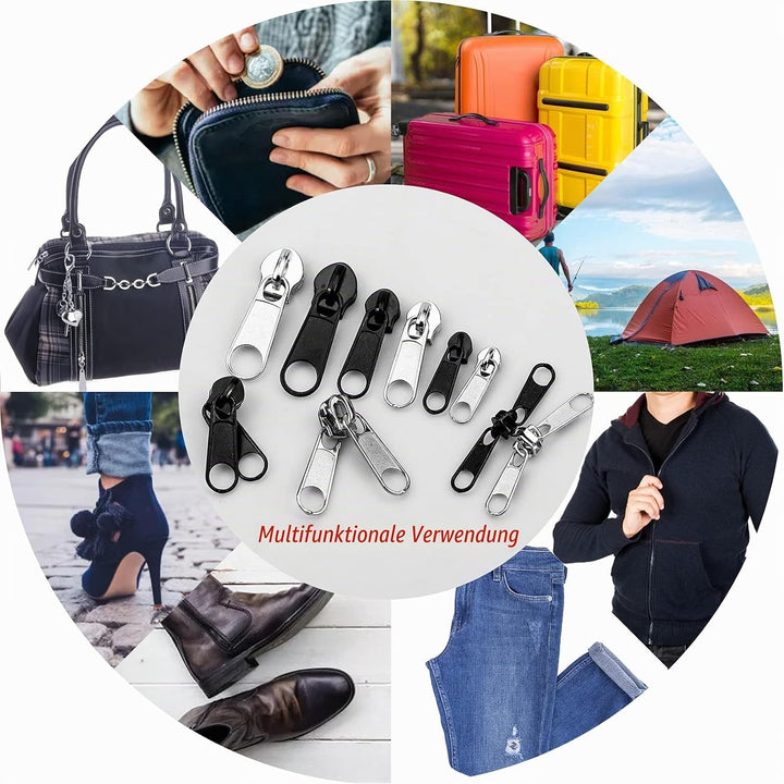 FEIGO 171 Stück Reissverschluss Reparatur Set, Reissverschluss Zipper Ersatz mit Zangen, Metall Schi