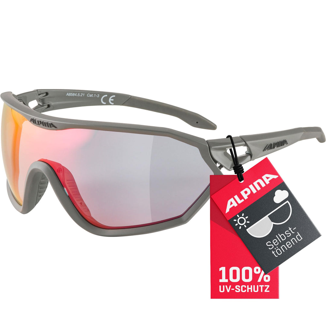 ALPINA S-WAY QV - Kontrastverstärkende, Selbsttönende & Beschlagfreie Sport- & Fahrradbrille Mit 100