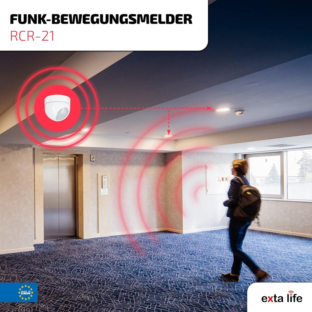Zamel EXTA LIFE - Funk-Bewegungsmelder mit Magnetbasis RCR-21 I Angetrieben durch Batterien I Optisc