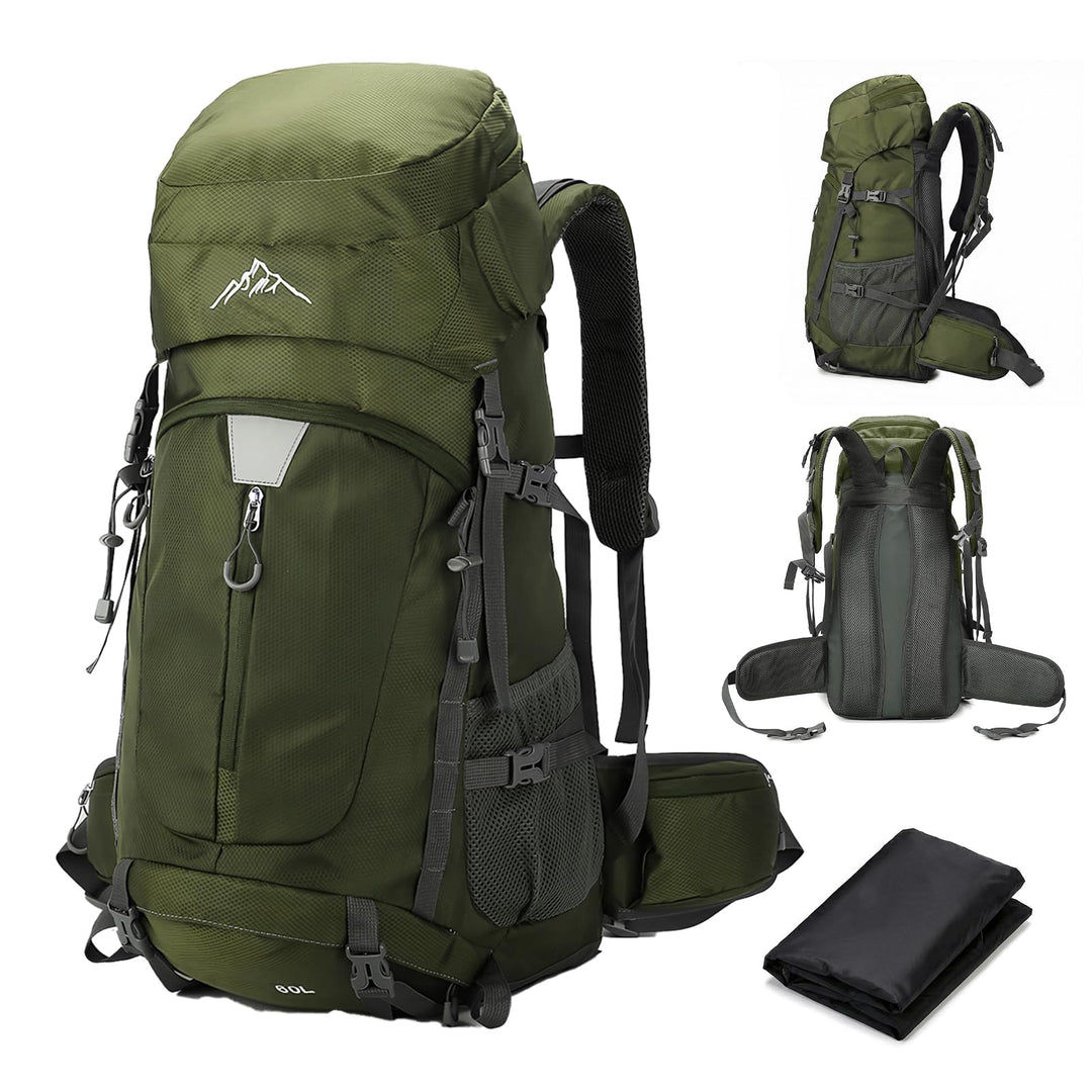 Wanderrucksack Wasserdicht 60L, Leichter Campingrucksack Sportlicher Reiserucksack Trekkingrucksack