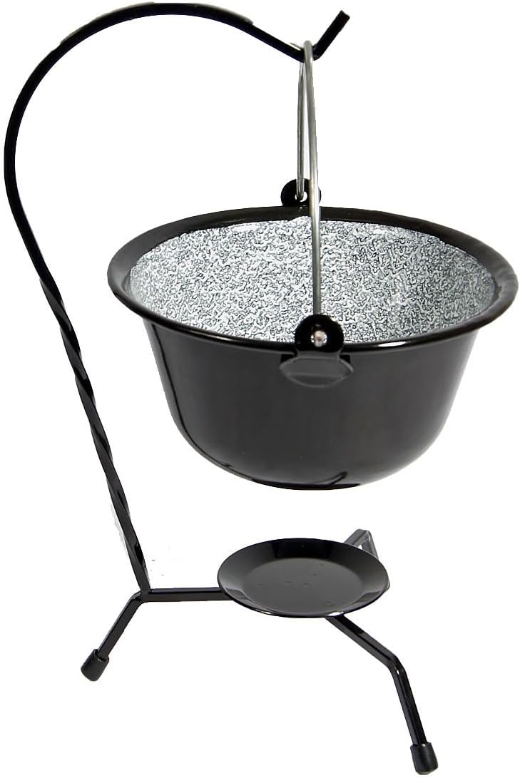 Set Ungaricher Gulaschkessel Emaille 0,8 Liter + Kesselständer Fonduetopf Schokoladenfondue Serviert