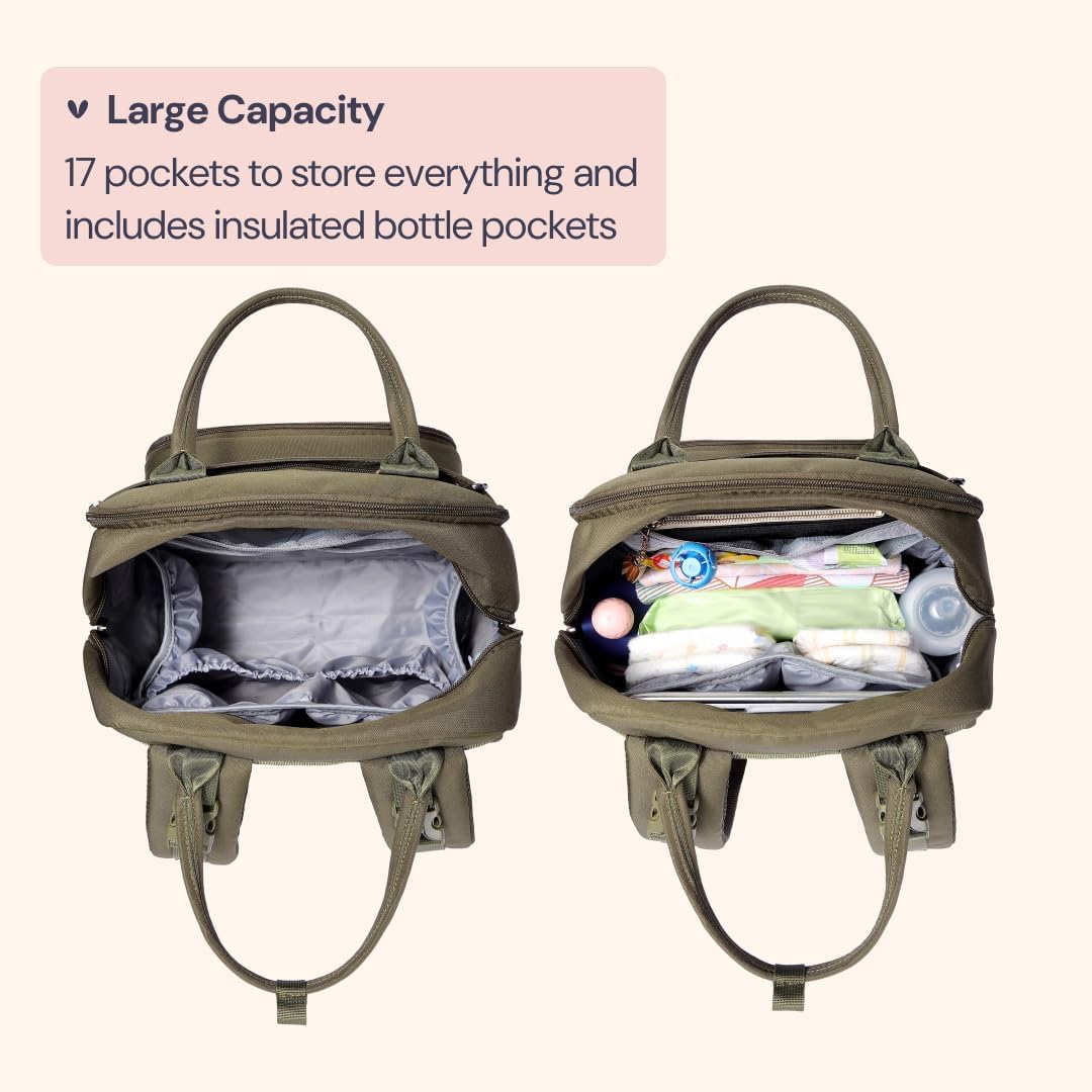 BabbleRoo Baby Wickeltasche/Rucksack, Wickelrucksack lässige Wickeltaschen Armeegrün