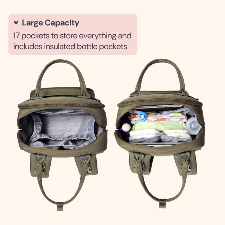 BabbleRoo Baby Wickeltasche/Rucksack, Wickelrucksack lässige Wickeltaschen Armeegrün