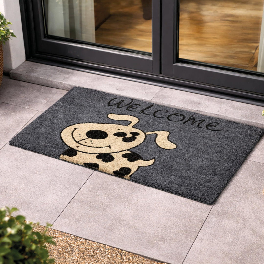 Fussmatte Kokos Hund – Türmatte 40x60 cm – antibakterielle Eingangsmatte – Kokosmatte mit Vinylrücke