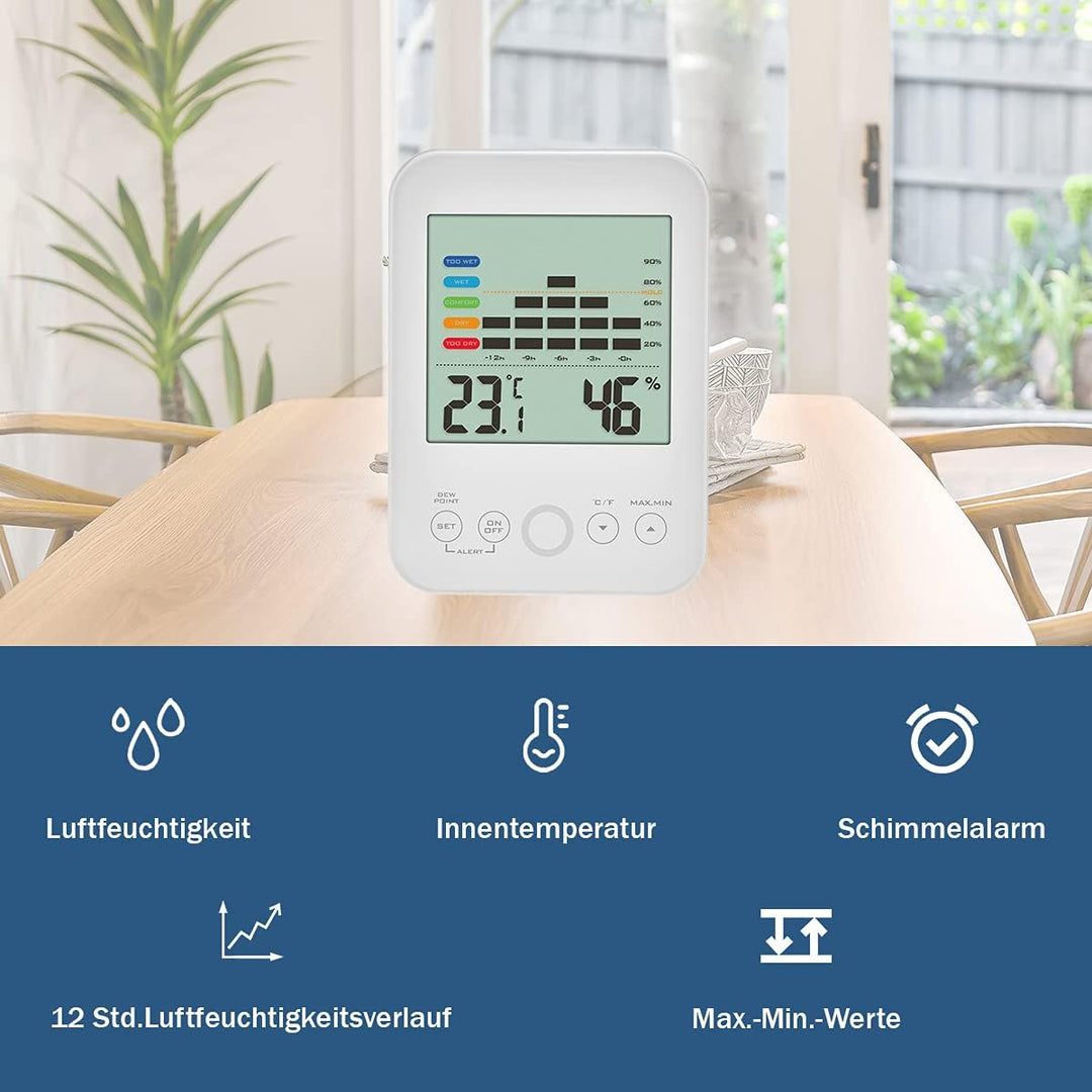 TFA Dostmann Thermo-Hygrometer digital innen, 30.5046.02, Max.-Min-Funktion, 12-Std.-Luftfeuchtigkei