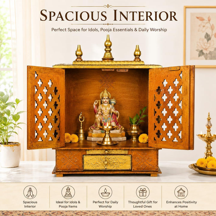 Home and Bazaar Rajasthani Holztempel/Mandir/Pooja Ghar/Mandapam