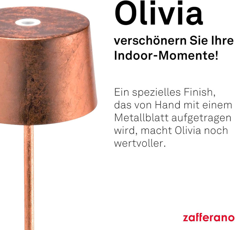 Zafferano - Olivia Pro Kabellose LED-Tischleuchte aus Aluminium, dimmbar, IP65-Schutz, Indoor/Outdoo