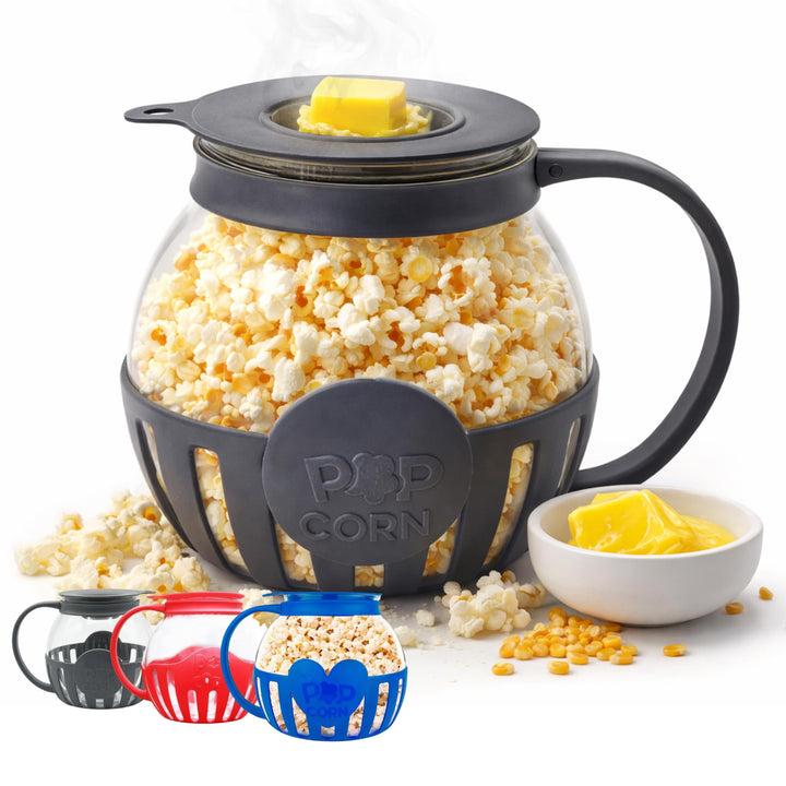 Netrox - Popcorn Maker für Mikrowelle – Glasbehälter, BPA-frei, spülmaschinengeeignet – Fettfreie Po