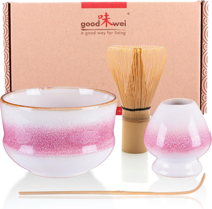 Goodwei Japanisches Matcha Komplett-Set mit hochwertiger Teeschale (Kiku, 80) Kiku 80, Kiku 80