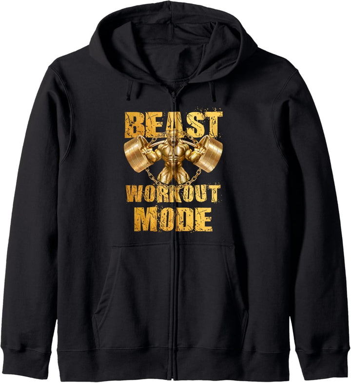 Gorilla Beast Workout Mode Gold Gewichte Heben Gym Fitness Kapuzenjacke