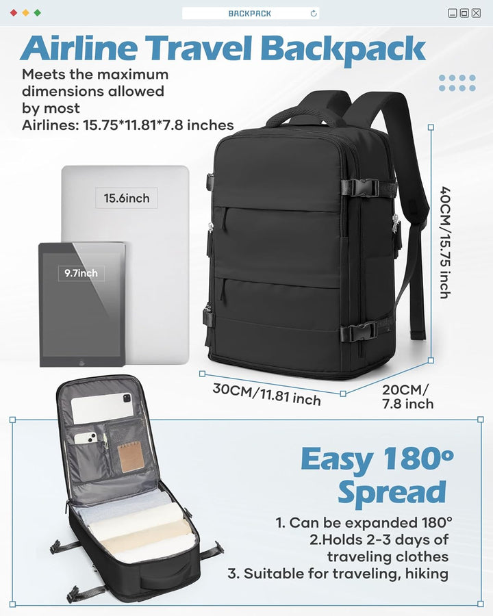 SZSYCN Vakuum Rucksack Handgepäck 40×30×20 Rucksack 40x20x25 für Ryanair Wizzair Reiserucksack Damen