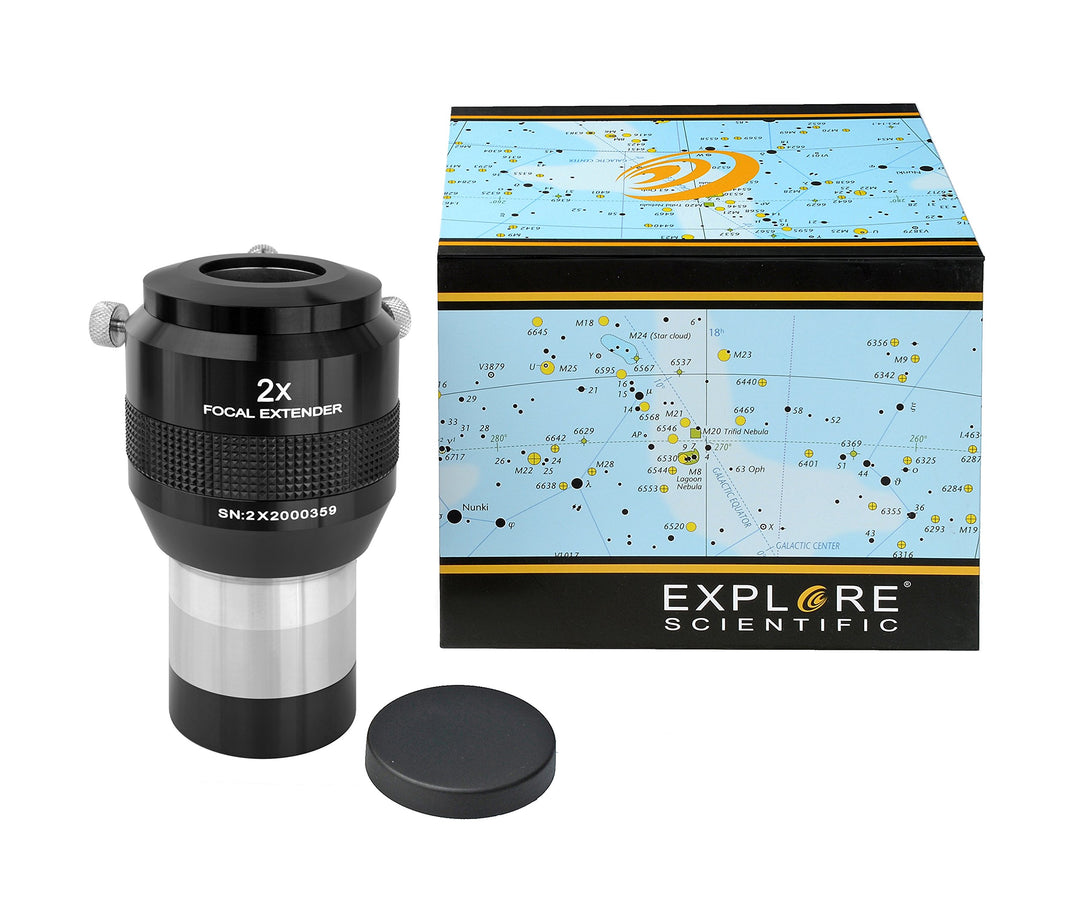 Explore Scientific Fokal Extender 2x 50,8mm/2 Zoll Barlowlinse zur Erhöhung der Brennweite für Teles