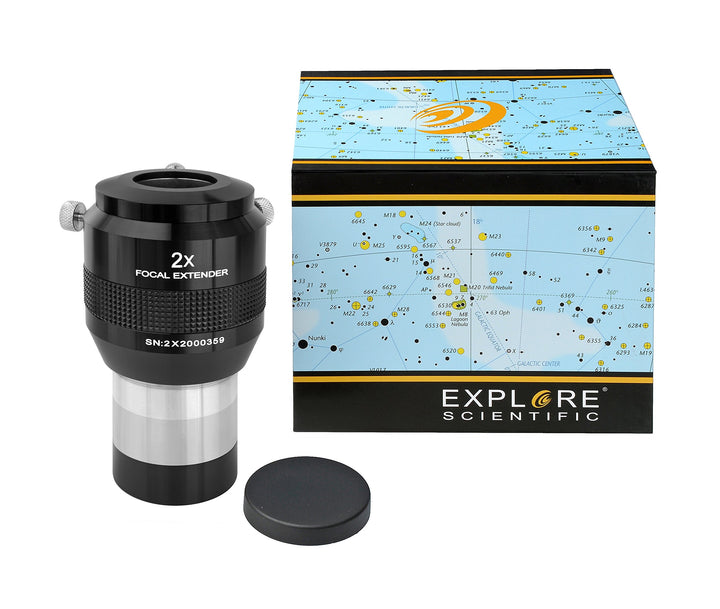 Explore Scientific Fokal Extender 2x 50,8mm/2 Zoll Barlowlinse zur Erhöhung der Brennweite für Teles