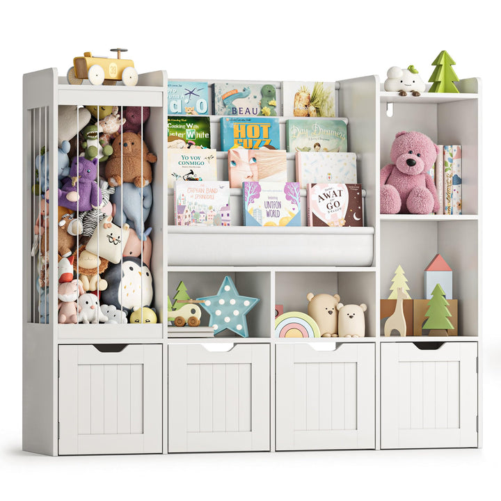 Pamapic Kinderregal, Bücherregal Kinder mit Kuscheltier Aufbewahrung, 2 Herausnehmbare Schubladen, S
