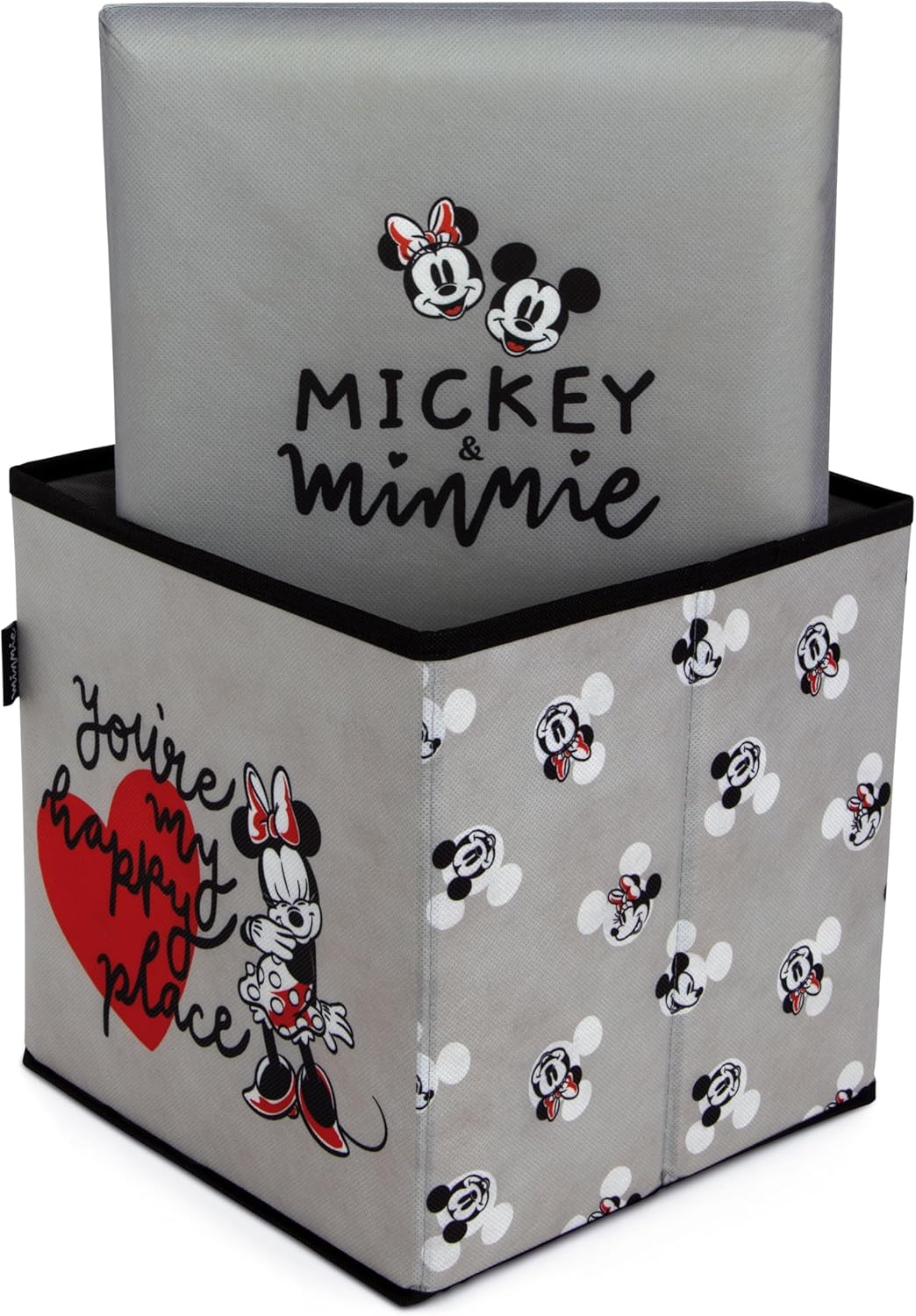 ARDITEX – Faltbare Aufbewahrungsbox für Kinder mit Mickey-und-Minnie-Motiv und gepolstertem Deckel a