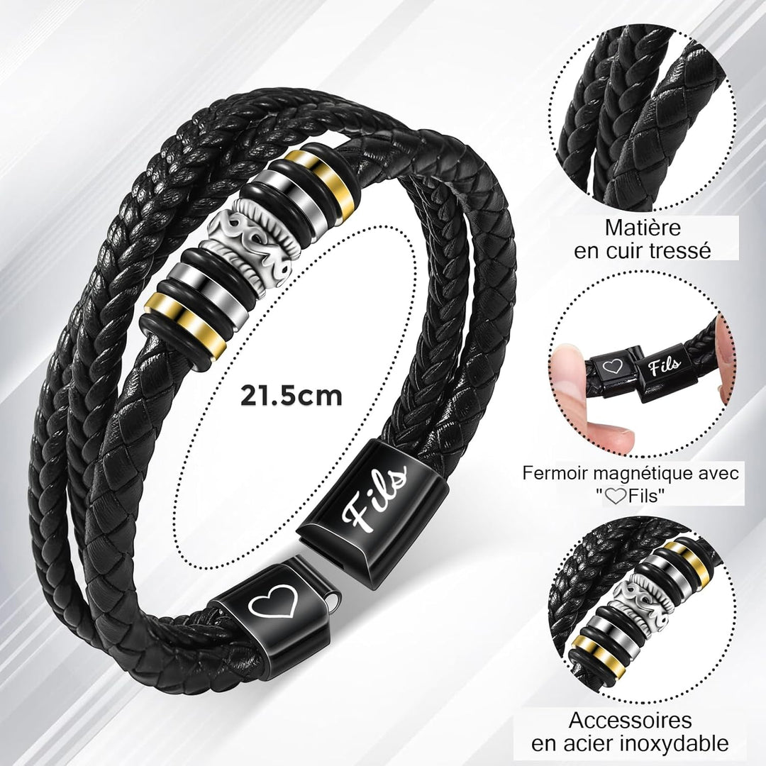 CheersLife Geschenk für Sohn Lederarmband Herren An Meinen Sohn Armband für Sohn 18. Geburtstag Jung