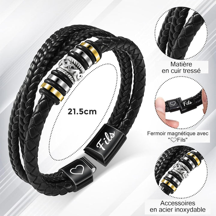 CheersLife Geschenk für Sohn Lederarmband Herren An Meinen Sohn Armband für Sohn 18. Geburtstag Jung