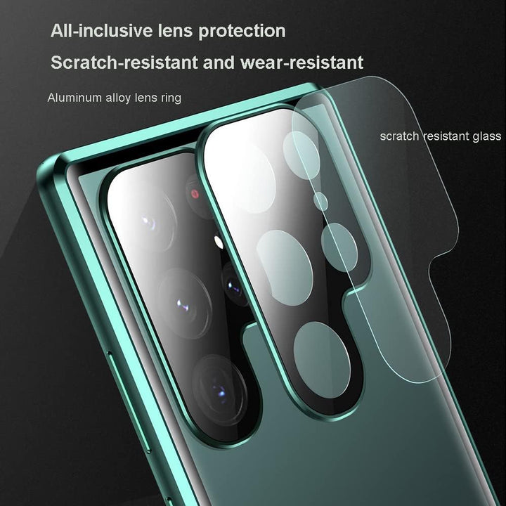 CeeEee Anti-Spy Case für Samsung S22+ Hülle 5G Ultra Dünn Magnetische Cover mit Dual Gehärtetem Glas