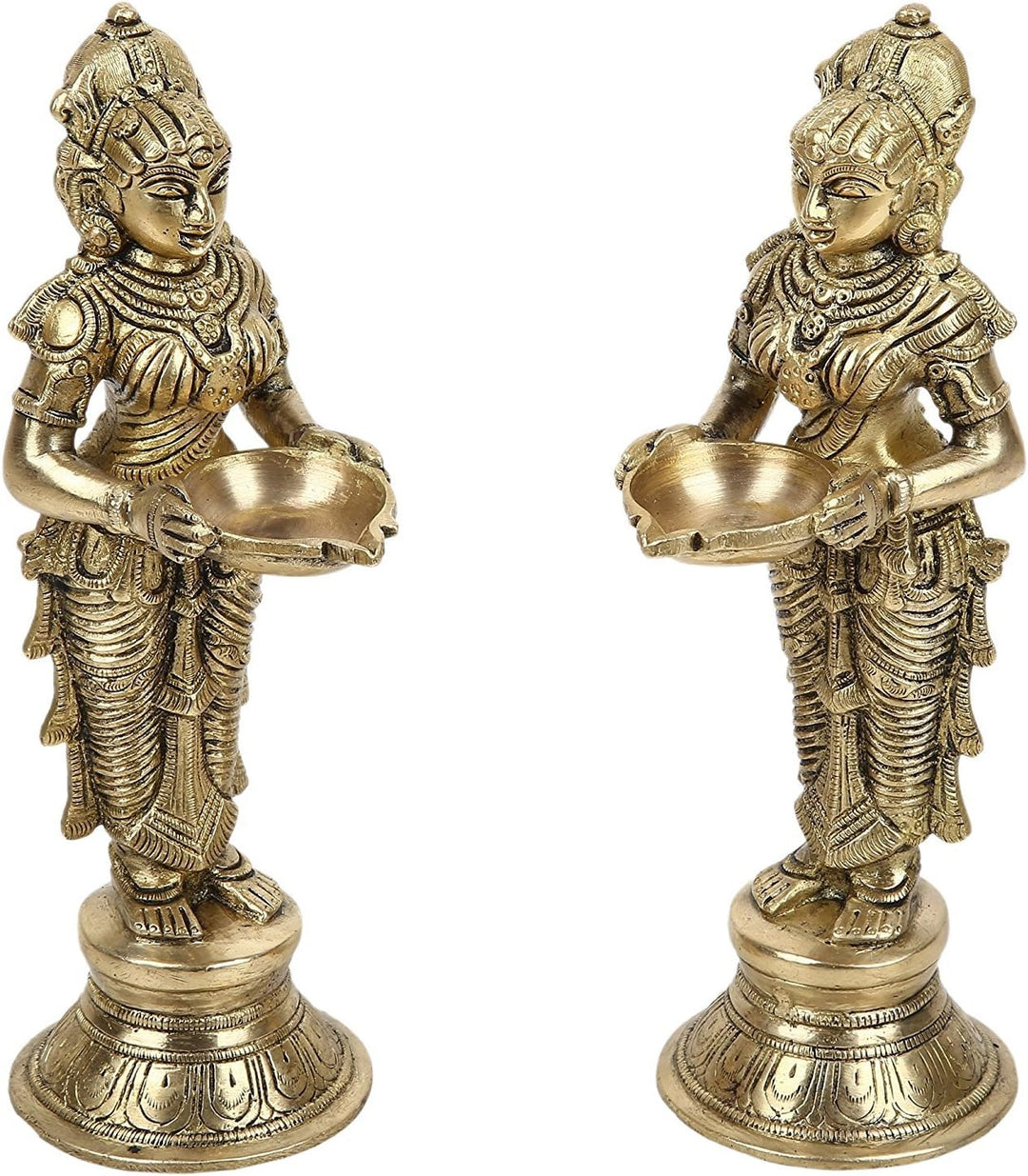 Artvarko Meenakshi Devi Messing-Metall-Halteöl Diya für Pooja, Mandir, Tempel, Heimdekoration, Diwal
