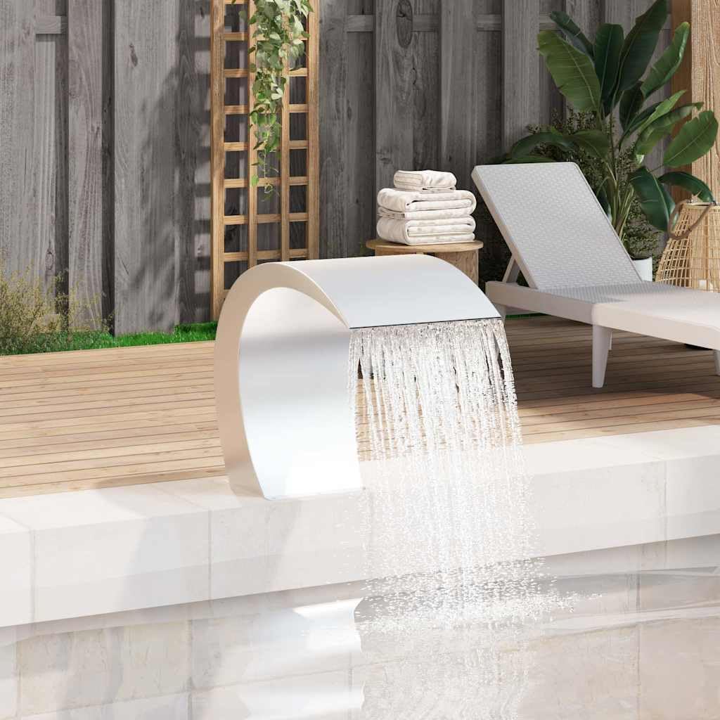Schwalldusche Edelstahl Schwallbrause Pool Wasserschwall Schwimmbad, Silber 30x60x45 cm,ohne LED 30x