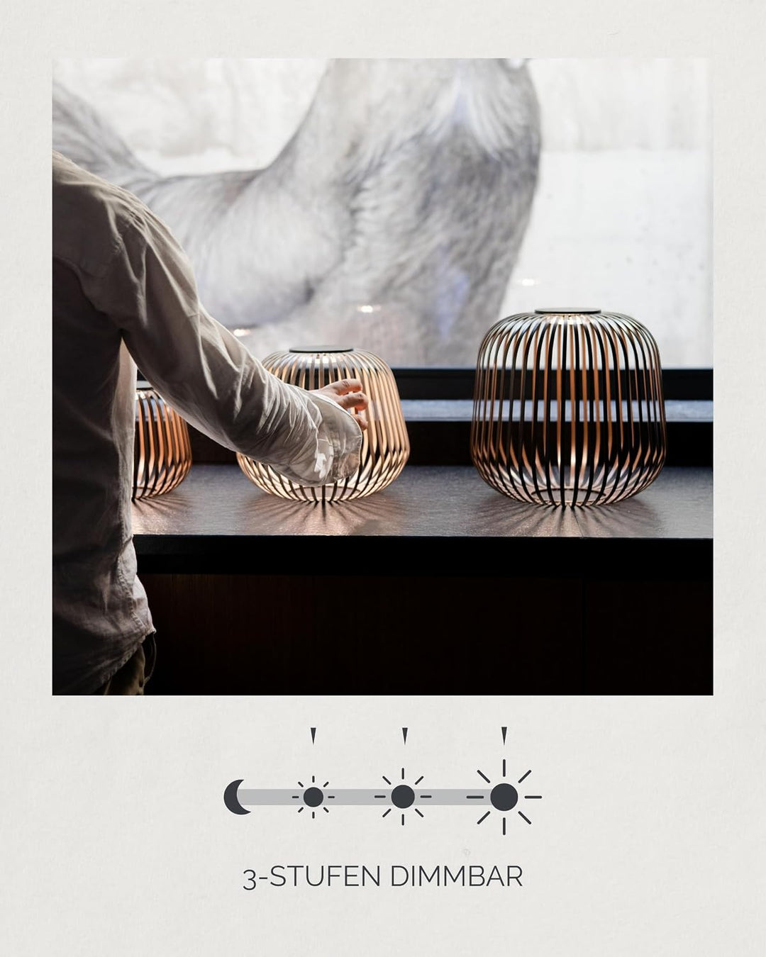 LUUK Studio Portable Solar Gartenleuchte, grosses Windlicht für draussen, LED Tischlaterne, Balkonli