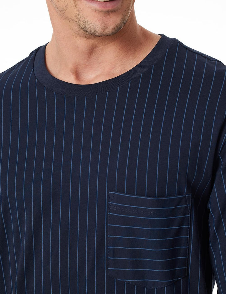 Schiesser Herren Schlafanzug lang mit Bündchen - Nightwear Set 25 Dunkelblau_182196, 25 Dunkelblau_1