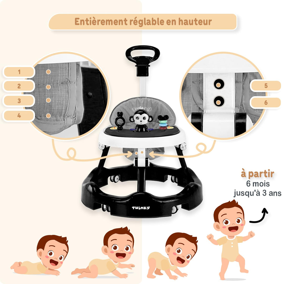 Twinky Lauflernhilfe mit Spielset und Bodenmatte | Robuste Laufhilfe mit 4 verstellbaren Positionen
